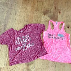 2 Burn Boot Camp workout shirts size L
